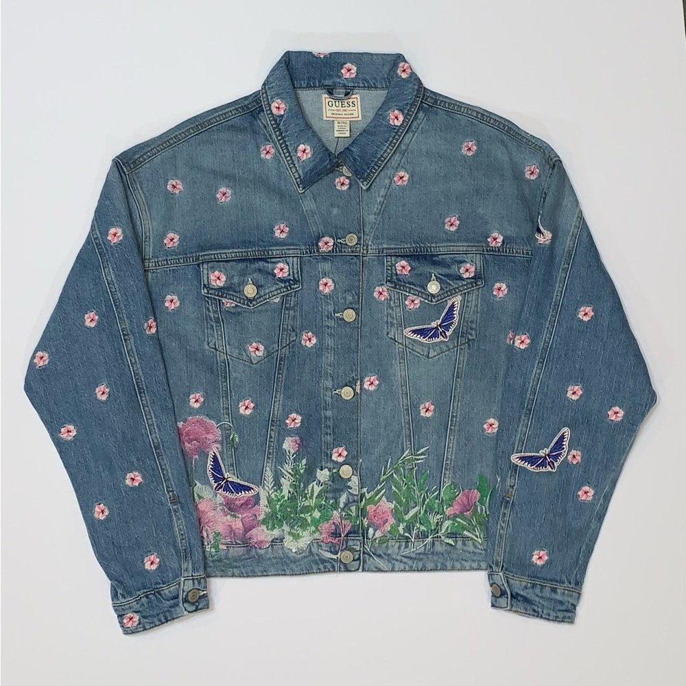 Guess Clara Butterfly Denim Jacket-Size XL New
